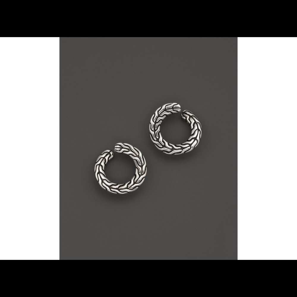 John Hardy Round Carved Chain Earrings